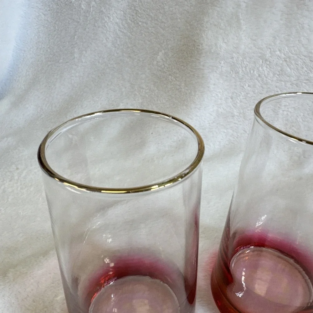 Vintage Ombre‎ Highball Drinking Glasses Gold Rim Multi Color Set of 4